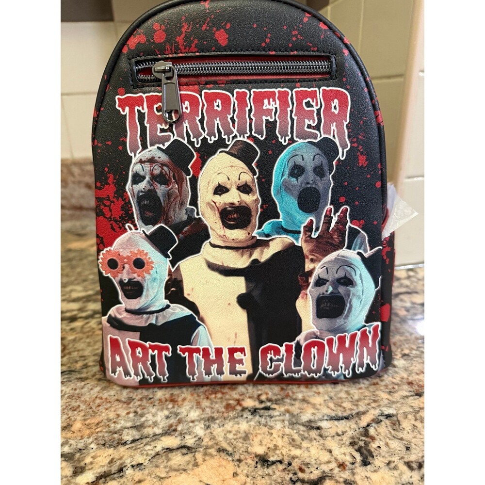 Loungefly Terrifier Art the Clown Black Small Mini Backpack Zip Closure NWT